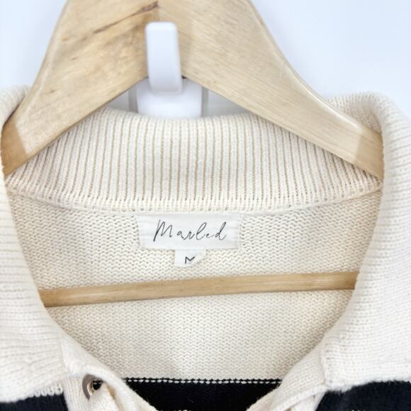 Marled Roll Hem Sweater Womens Medium Stripe Nautical Classic Preppy Fisherman - Picture 3 of 7